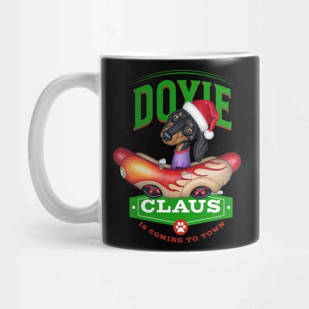 Doxie Claus Dachshund is coming to Town by Danny Gordon Art